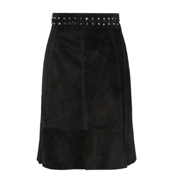 Proenza Schouler 4 Black Fluted Suede Skirt - Picture 1 of 8